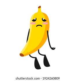 vector illustration of cute banana fruit expression or character tired sad. cute banana fruit Concept White Isolated. Flat Cartoon Style Suitable for Landing Page, Banner, Flyer, Sticker.