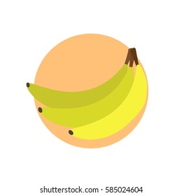 Vector illustration of cute bananas flat icon