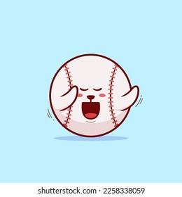 Vector illustration of a cute baseball ball mascot happy dancing. Features a joyful character with a big smile, lively movements, and a festive atmosphere, perfect for sports-themed designs