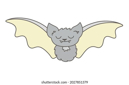 Une mignonne chauve-souris. Doodle. Dans les couleurs tendance (gris et jaune). Convient pour imprimer des autocollants pour Halloween.