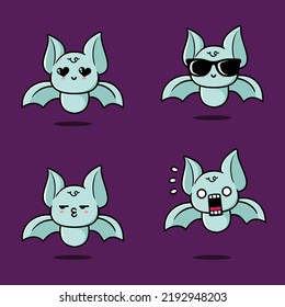 vector illustration of cute bat emoji