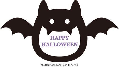 Vector illustration of a cute bat frame for Halloween　, autumn, October