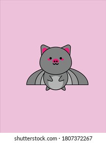 Ilustración vectorial de un murciélago lindo de diseño gris