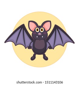 Vector illustration of cute bat on white background 