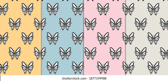 Vector illustration of cute batterfly pattern graphics