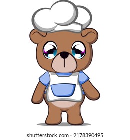 vector illustration of cute bear cartoon mascot dressed up being chef
