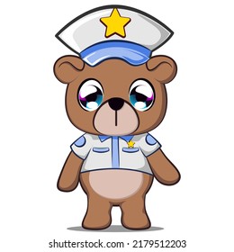 vector illustration of cute bear cartoon mascot being police