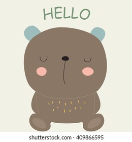 Vector illustration of cute bear in cartoon style. 