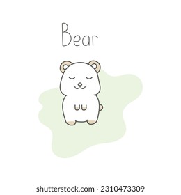 Vector illustration of a cute bear in doodle style. Isolated on white background