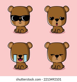 vector illustration of cute bear emoji