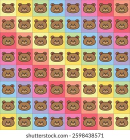 vector illustration
cute bear face image with colored background. for sticker or wallpaper material.