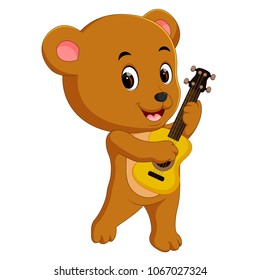vector illustration of cute bear playing guitar
