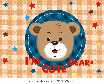 Vector illustration with cute bear rabbit.Trendy flat style print design with wild animal,tshirt shirt childish character for sticker or greeting card eps10