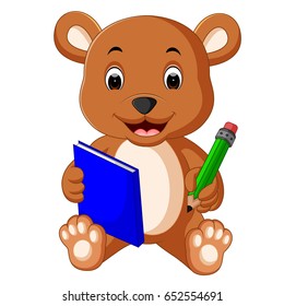 vector illustration of cute bear reading book