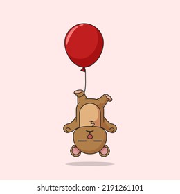 vector illustration of a cute bear stuck in a balloon

