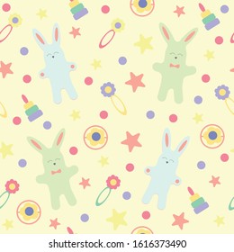 Vector illustration with cute bears, hares, birds.