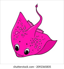 vector illustration of cute and beautiful pink sea stingray 