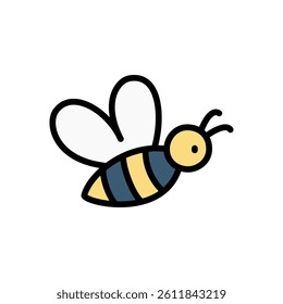 A vector illustration of a cute bee in colored outline style, isolated on a white background. Perfect for spring, nature, honey, and playful or child-friendly themed designs.