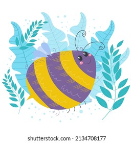 Ilustración vectorial del fondo del dibujo de abejas adorables