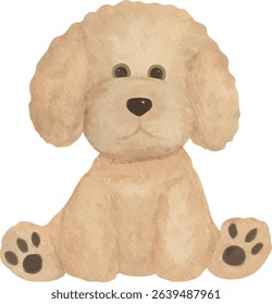 Vector illustration of a cute beige plush dog toy. Ideal for baby shower invites, kids’ room decor, and greeting cards.