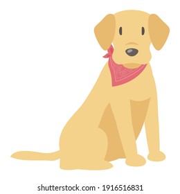 Vector illustration of cute big yellow sitting dog in flat style