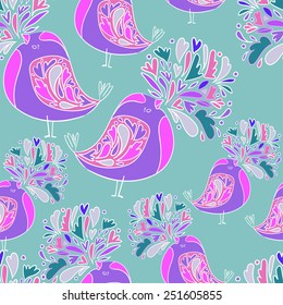 vector illustration. cute bird, beautiful pattern. 