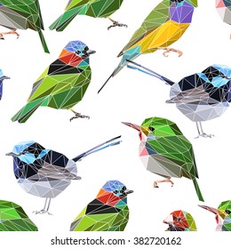 vector illustration. cute bird, beautiful pattern. seamless