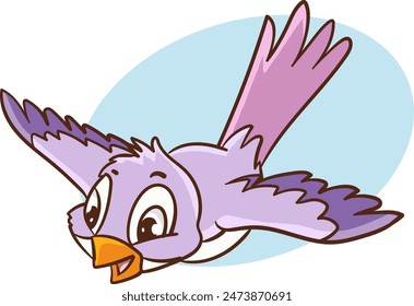 vector illustration of cute bird cartoon flying