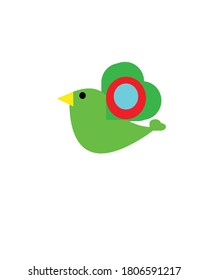 Vektorgrafik eines süßen Vogels in grünem Design