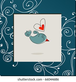 Vector illustration of cute bird in love