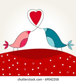 Vector illustration of cute bird in love