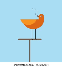 vector illustration of cute bird singing