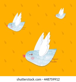 Vector illustration cute birds