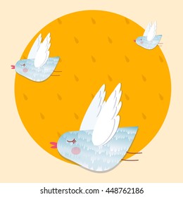 Vector illustration cute birds