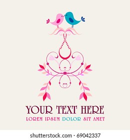 Vector illustration of cute birds in love