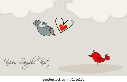 Vector illustration of cute birds in love