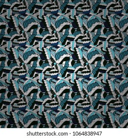 Vector illustration. Cute birthday background on white, gray, blue, black and neutral. Cupcake seamless pattern. Wrapping paper. Sweets background design.