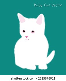 Vector illustration of a cute black cat happy with pink eyes.