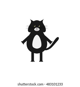 Vector illustration of a cute black cat isolated on white background.
