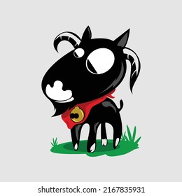 Vector illustration of Cute black goat