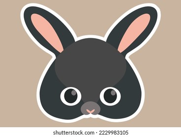 Vector illustration of cute black rabbit face mask.