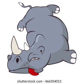 Vector Illustration of a Cute Black Rhinoceros. Cartoon