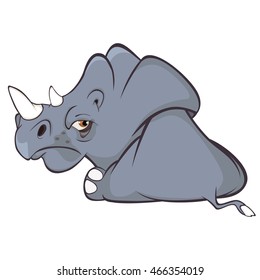 Vector Illustration of a Cute Black Rhinoceros. Cartoon