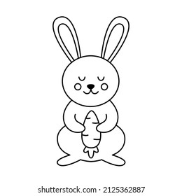 Vector illustration of cute black and white Easter bunny.