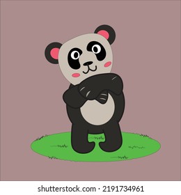 vector illustration of a cute black and white panda, for children to learn to draw and introduce animals, it can also be used for icons and book covers