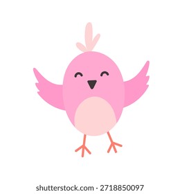 Vector illustration of a cute blue bird with a heart detail on its wing. Minimal and playful style, perfect for children designs, spring themes, stickers, cards, and educational materials.
