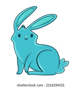 Vector illustration cute blue bunny symbol 2023.