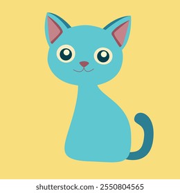 Ilustración vectorial de un lindo gato azul estilo de dibujos animados plana, perfecto para mascotas, granja y temas de vida silvestre.