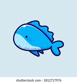 Ilustración vectorial de un bonito pez azul. Ballena. Adecuado para productos animales. Diseño de esquema