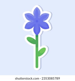 Ilustración vectorial de una bonita flor azul. Sencillas flores coloridas y lindas para los niños.